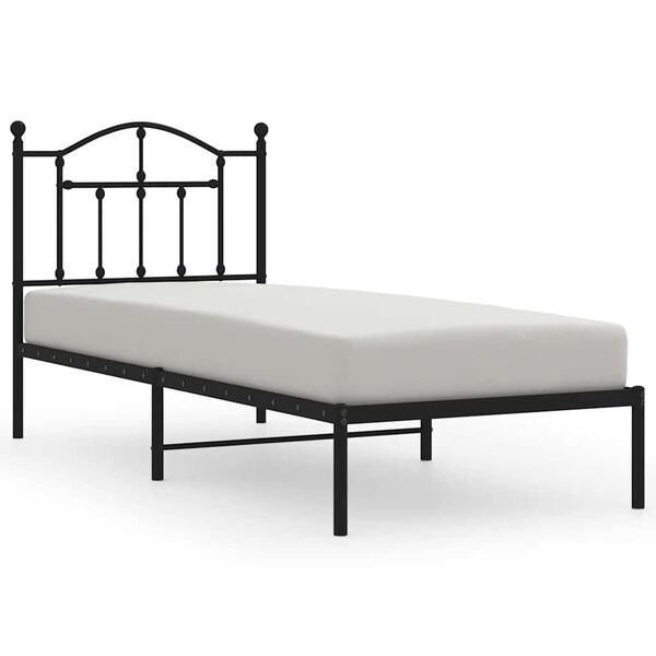 vidaXL Cadre de lit m&eacute;tal sans matelas avec t&ecirc;te de lit noir 90x190 cm