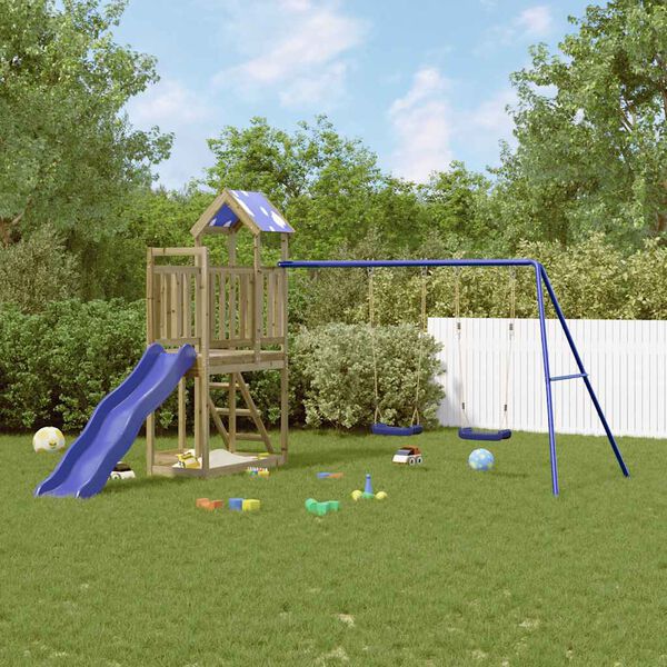 vidaXL Aire de jeux d'ext&eacute;rieur bois de pin impr&eacute;gn&eacute;