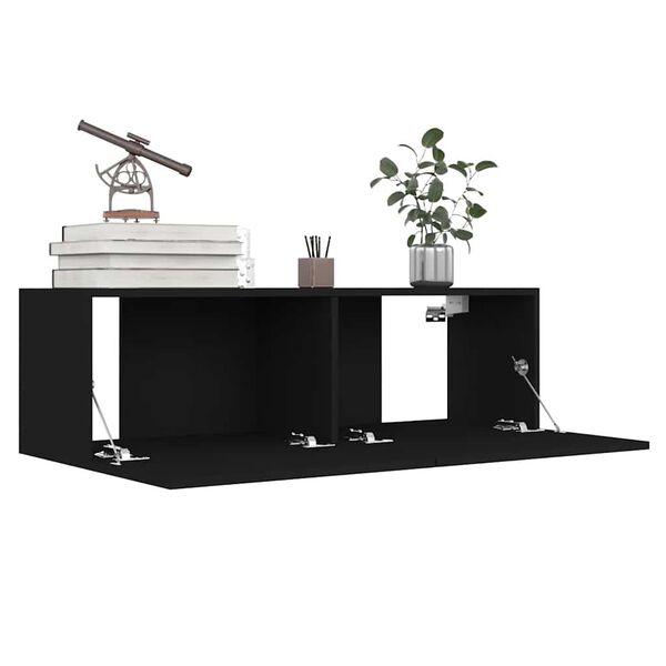 vidaXL Ensemble de meubles TV 8 pcs Noir Bois d'ing&eacute;nierie