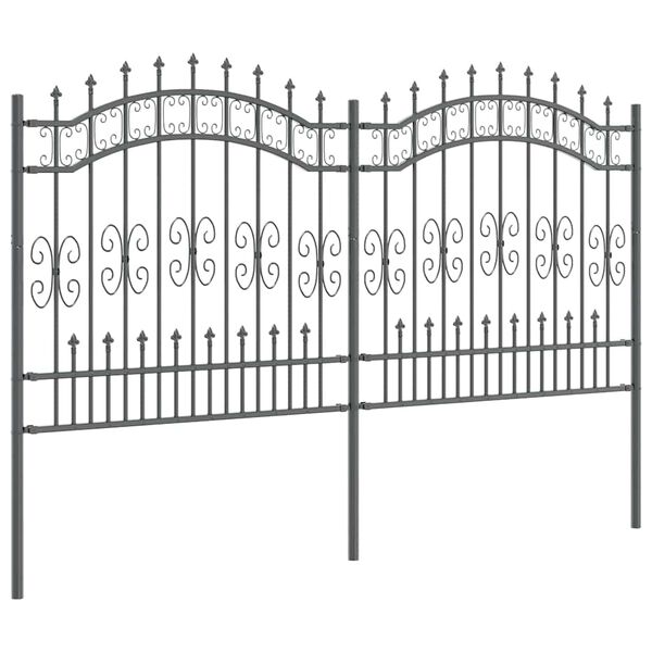 vidaXL Cl&ocirc;ture de jardin Gris 240 x 166 cm Acier peint par poudre