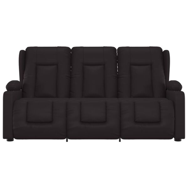 vidaXL Fauteuil inclinable et porte-gobelets 3 places noir similicuir