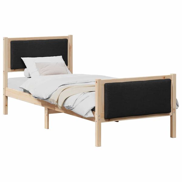 vidaXL Cadre de lit avec t&ecirc;te de lit Noir 75 x 190 cm tissu