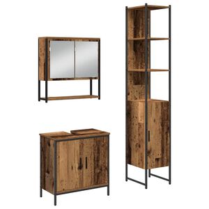 vidaXL Ensemble de mobilier de salle de bain avec &eacute;tag&egrave;re 3 pcs Marron