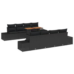 vidaXL Ensemble de canap&eacute; de jardin 9 pc Noir polyrotin