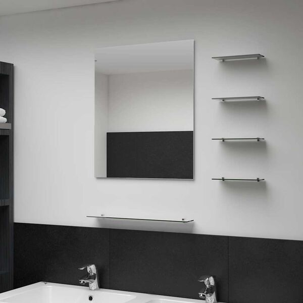 vidaXL Miroir mural avec 5 &eacute;tag&egrave;res Argent&eacute; 50 x 60 cm