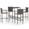 vidaXL Ensemble de bar de jardin 5 pcs R&eacute;sine tress&eacute;e Gris