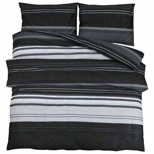 vidaXL Ensemble de housse de couette rayures noires 240x220 cm coton