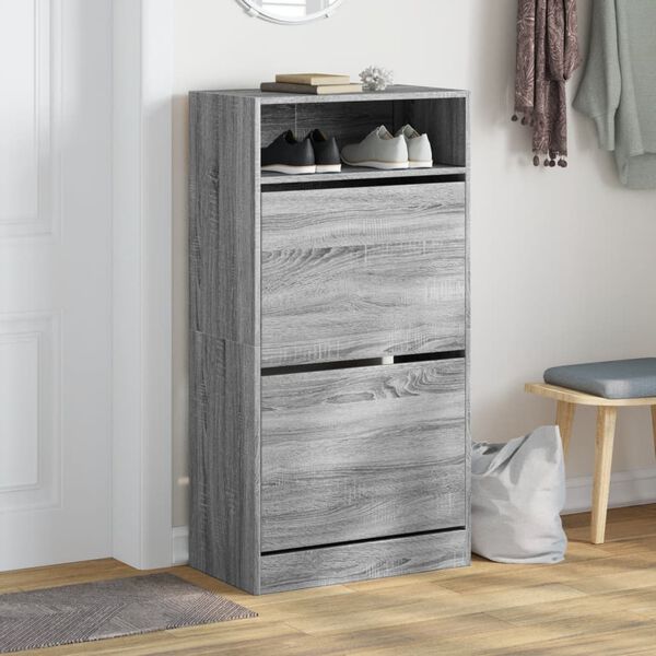 vidaXL Armoire &agrave; chaussures Sonoma gris 60x34x116 cm Bois d'ing&eacute;nierie