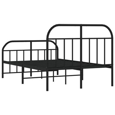 vidaXL Cadre de lit métal sans matelas avec pied de lit noir 120x200cm