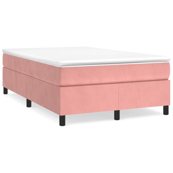 vidaXL Sommier &agrave; lattes de lit avec matelas Rose 120x200 cm Velours
