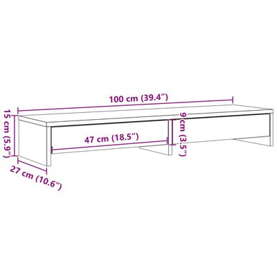 vidaXL Support de moniteur avec tiroirs blanc bois d'ingénierie