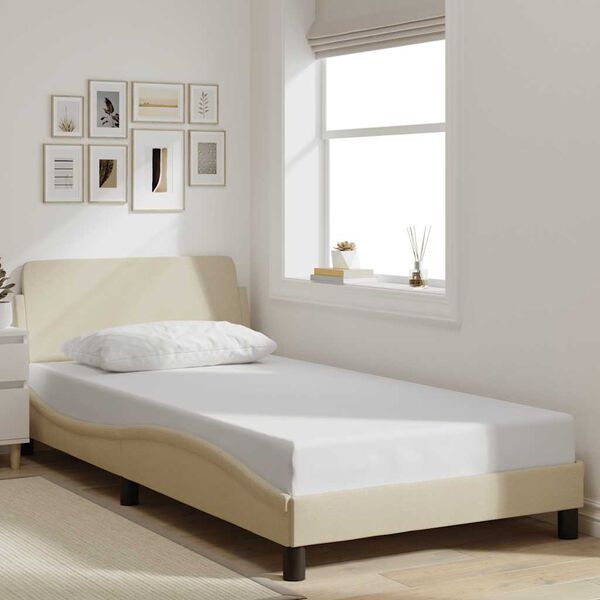 vidaXL Cadre de lit Dover cr&egrave;me 100x200 cm tissu