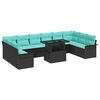 vidaXL Ensemble de canap&eacute; de jardin 11 pcs Noir Poly rotin