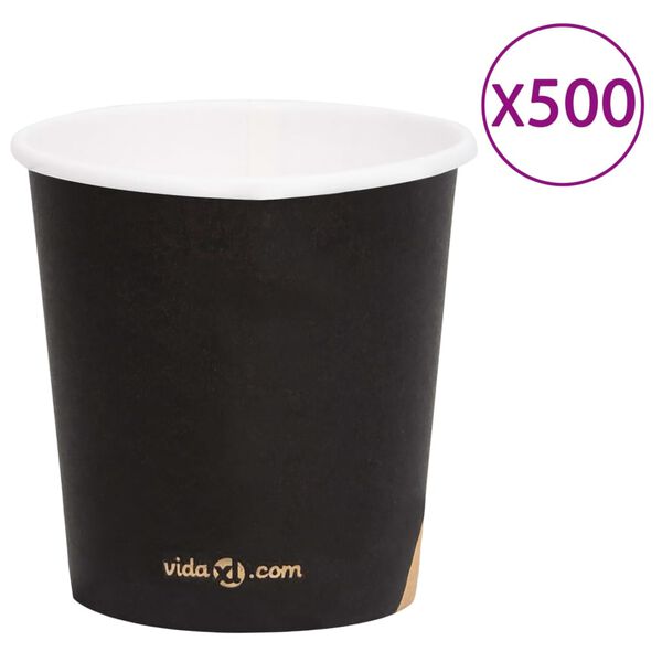 vidaXL Tasses &agrave; caf&eacute; en papier 120 ml 500 pcs Noir