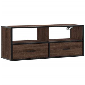 vidaXL Meuble TV ch&ecirc;ne marron 100x31x39,5cm bois d'ing&eacute;nierie et m&eacute;tal