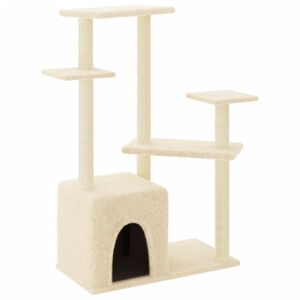 vidaXL Arbre &agrave; chat avec griffoirs en sisal cr&egrave;me 107,5 cm