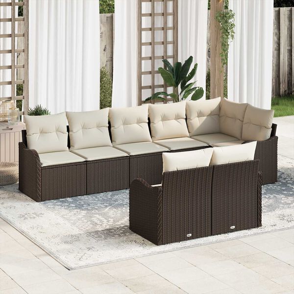 vidaXL Ensemble de canap&eacute; de jardin Marron polyrotin