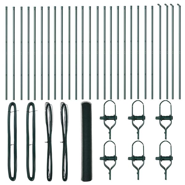 vidaXL Poteau de cl&ocirc;ture. Vert 50 x 1 m (maillage de 13 mm)