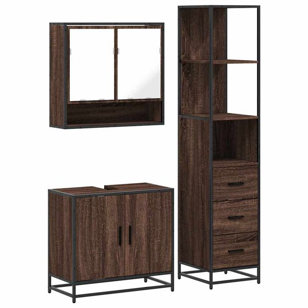 vidaXL Ensemble de meubles de salle de bain 3 pcs Chêne marron