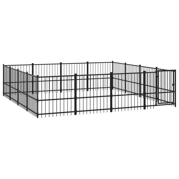 vidaXL Chenil d'ext&eacute;rieur pour chiens Acier 15,05 m&sup2;