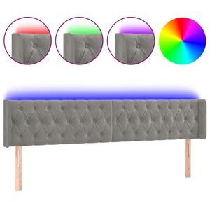 vidaXL T&ecirc;te de lit &agrave; LED Gris clair 183x16x78/88 cm Velours