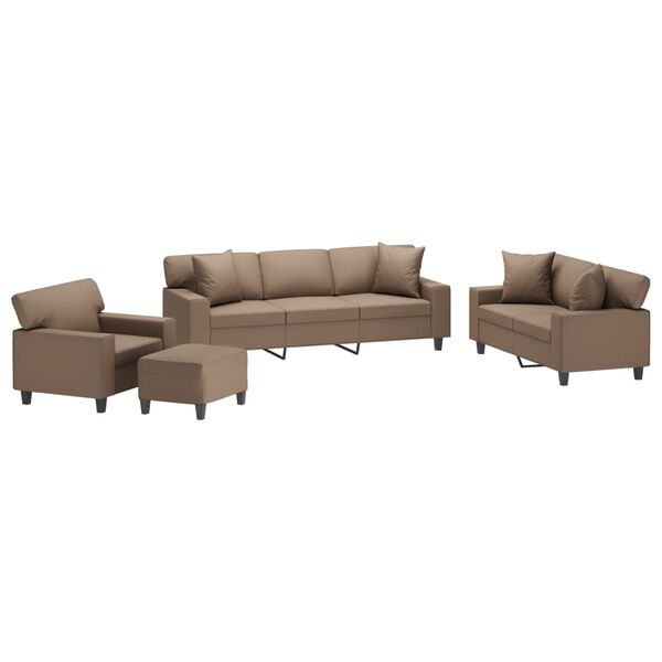 vidaXL Ensemble de canap&eacute;s 4 pcs oreillers et coussins Cappuccino