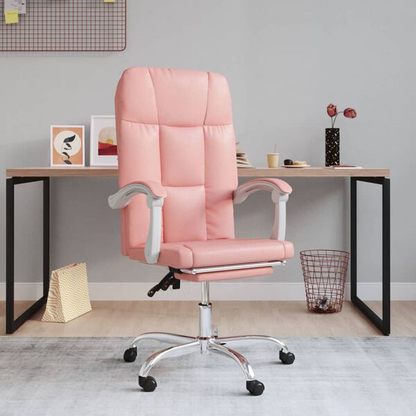 vidaXL Fauteuil inclinable de bureau Rose Similicuir