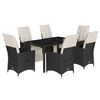 vidaXL Ensemble &agrave; manger de jardin coussins 7pcs Noir R&eacute;sine tress&eacute;e