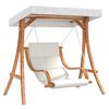 vidaXL Chaise balan&ccedil;oire avec coussin et auvent bois massif d'&eacute;pic&eacute;a