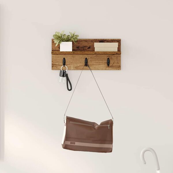 vidaXL Porte-manteau mural Montage mural Bois ancien 40 x 10,5 x 18 cm