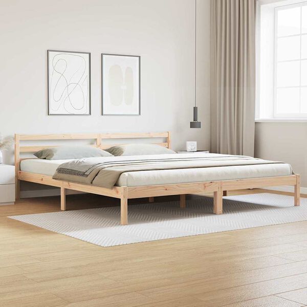 vidaXL Cadre de lit Marron 225,5 x 205,5 x 69,5 cm Bois de Pin Massif