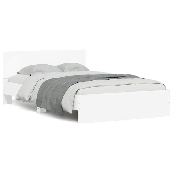 vidaXL Cadre de lit avec t&ecirc;te de lit et LED blanc 120x200 cm