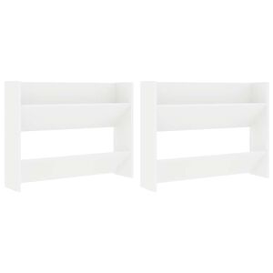 vidaXL Armoires &agrave; chaussures murales 2 pcs Blanc 80x18x60 cm Agglom&eacute;r&eacute;