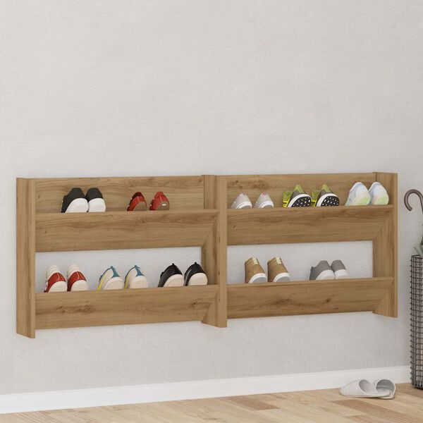 vidaXL Cabinet &agrave; chaussures 2 pcs Ch&ecirc;ne artisanal 85 x 18 x 90 cm