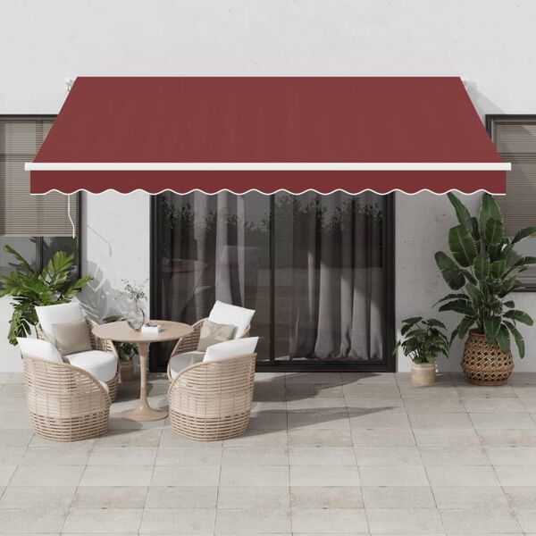 vidaXL Auvent manuel r&eacute;tractable avec LED bordeaux 400x350 cm