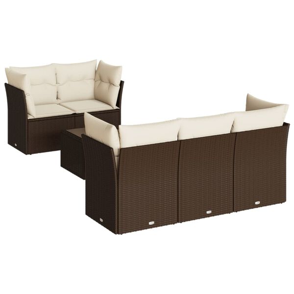 vidaXL Salon de jardin avec coussins 6 pcs marron r&eacute;sine tress&eacute;e