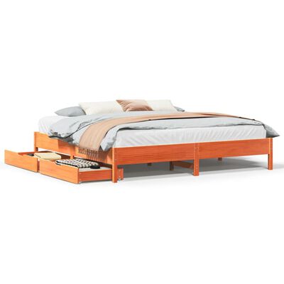 vidaXL Cadre de lit sans matelas cire marron 200x200cm bois pin massif