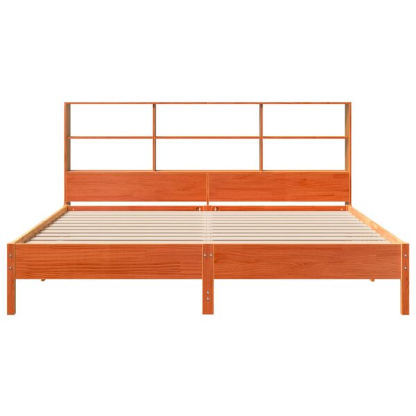vidaXL Lit biblioth&egrave;que sans matelas cire marron 200x200 cm pin massif