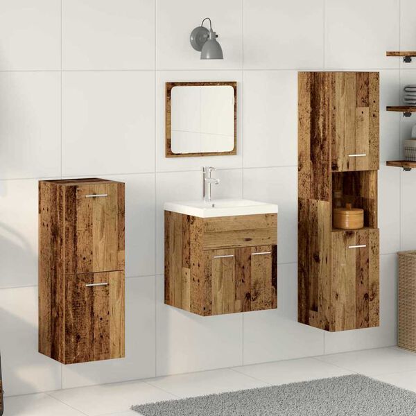 vidaXL Ensemble de mobilier de salle de bain 4 pcs Bois Ancien