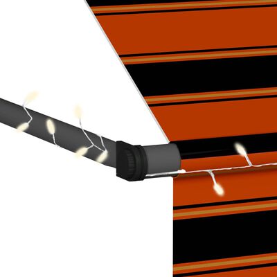 vidaXL Auvent manuel rétractable avec LED 250 cm Orange et marron