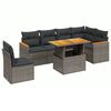 vidaXL Salon de jardin avec coussins 7 pcs gris r&eacute;sine tress&eacute;e