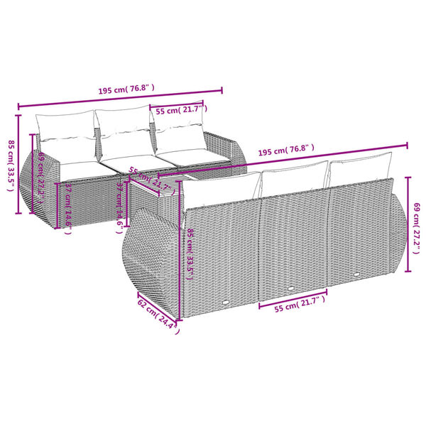 vidaXL Salon de jardin avec coussins 7 pcs beige r&eacute;sine tress&eacute;e