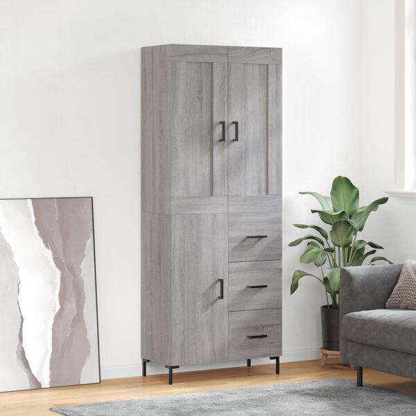 vidaXL Buffet haut Sonoma gris 69,5x34x180 cm Bois d'ing&eacute;nierie
