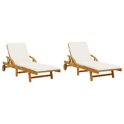 vidaXL Chaises longues lot de 2 avec table bois massif d'acacia