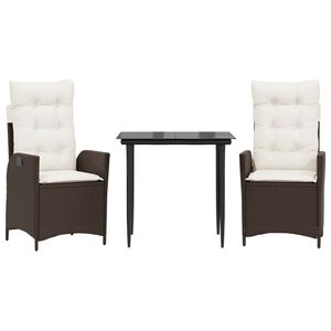 vidaXL Ensemble &agrave; manger de jardin 5 pcs et coussins marron poly rotin