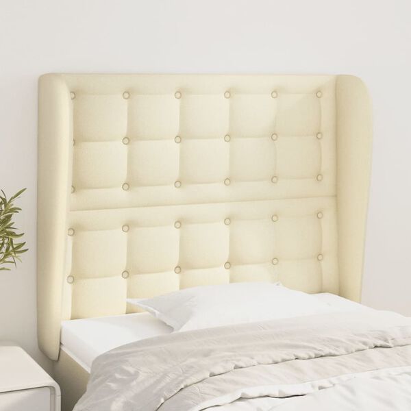 vidaXL T&ecirc;te de lit avec oreilles Cr&egrave;me 93x23x118/128 cm Similicuir