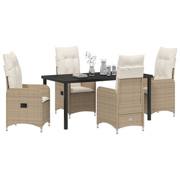 vidaXL Ensemble de salle &agrave; manger pour jardin 5 pcs Beige polyrotin