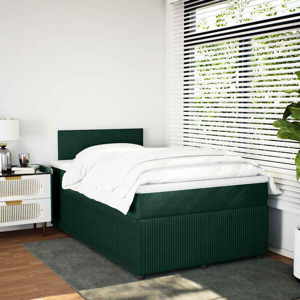vidaXL Sommier &agrave; lattes de lit et matelas Vert fonc&eacute; 120x200cm Velours