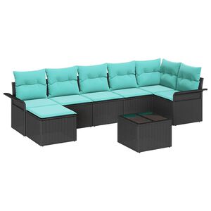 vidaXL Ensemble de canap&eacute; de jardin avec coussin 8 pcs Noir Poly rotin
