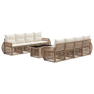 vidaXL Ensemble de canap&eacute; de jardin 9 pc Beige et blanc cr&egrave;me